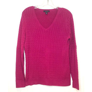 Lands End pink v-neck sweater - medium